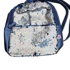 More Than Magic Girls Blue Sequined Zipper Backpack Bag One Size